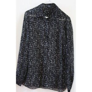 Theory Classic Viscose/Silk Button-Up Sheer Blouse Black Size Small